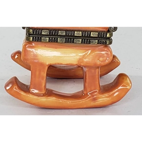 Rocking Chair Trinket Box Hinged Porcelain Ceramic Vintage - Picture 8 of 8